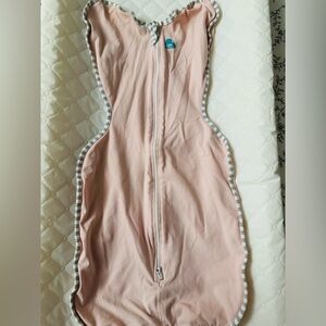 Love to Dream Pink Swaddle with Gray Trim